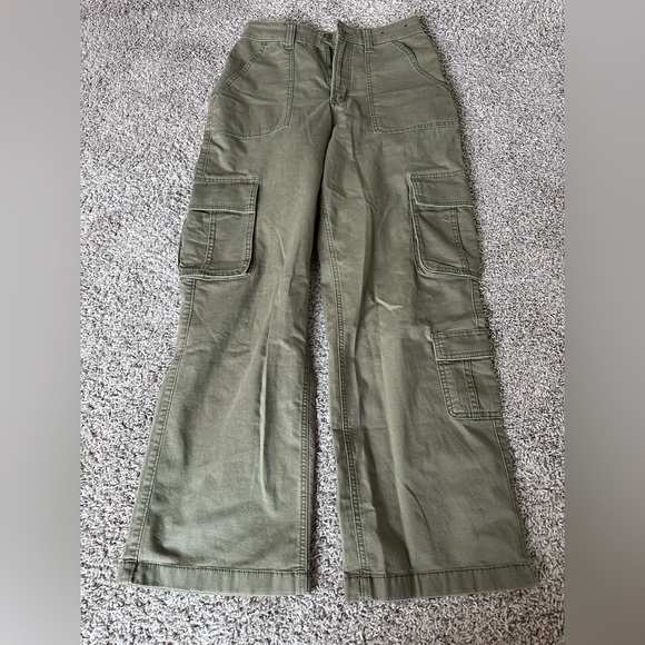 Hollister Pants - Hollister Green Wide Leg Cargo Pants